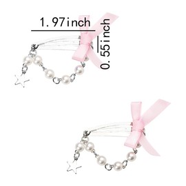 Bow Star Snap Hair Clip for Women Hair Barrettes Clip with Pearl Chain Hair Clip for Girls Bowknot Hair Barrettes for Women Bow Hair Accessories Bow Bowknot Hairpins Pack of 2
