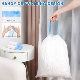 No-smell, 15 Litres White Garbage Bags Small-100 Count, 4 Gallon Small Trash Bags Drawstring, Kitchen Office Bathroom Plastic Wastebasket Liners, Leakproof, Unscented, Strong