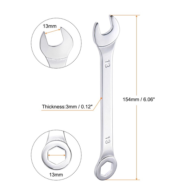 sourcing map Thin Ring Spanner with Offset 6-Point End and