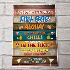 Red Ocean Welcome To Our Tiki Bar Sign Tiki Bar Accessories GARDEN BAR Sign Shed Summerhouse Sign Garden Signs And Plaques Colourful Different Plaque For Home Bar Home Decor