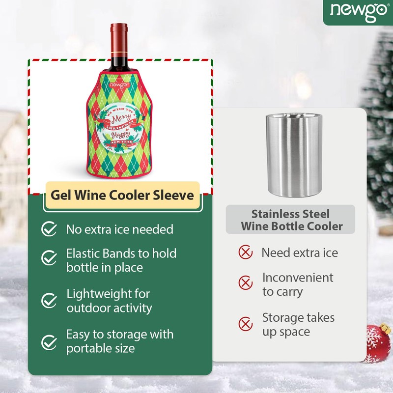 NEWGO-DE-Wine Cooler Sleeve-Parent Manschette (Weihnachten Drucke)