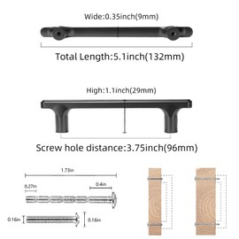 COTYKILEY 10 Pack 3.75 Inch(96mm) Matte Black Cabinet Handles Black Kitchen Cabinet Pulls Cabinet Door Handles Kitchen Cabinet Hardware Cupboard Drawer Pulls Dresser Handles