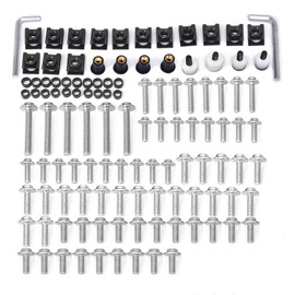 AnXin Motorcycle Fairing Bolt Kit 116pcs Motorcycle Bodywork Screws Windscreen Bolts Nuts Kit CNC Universal for GSXR 600 GSXR 750 CBR300R CR500R CR500F R3 R7 ZX6R Z400 Z650 Z900 SV650 GSX8S Silver