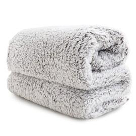 Bedsure Blanket Sofa Cuddly Blanket - Warm Sherpa Sofa Throw Blanket Thick Sofa Blanket, Fluffy Blanket for the Sofa, Light Grey, XL 150 x 200 cm