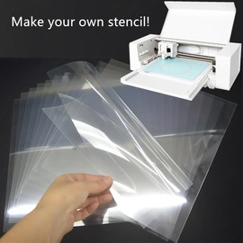 ZHluja 12-Pack 7.5mil 12×12" Blank Stencil Sheet for Laser Cutting, Transparent PET Stencil Tools and Machines Template Material