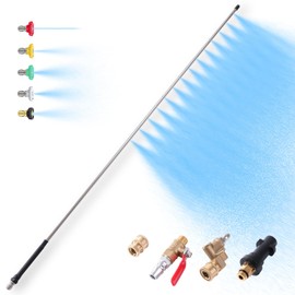 WMEEII 40-Inch Radiator Cleaning Wand - 5000PSI High Pressure Radiator Cleaner Wand with 14 Linear Water Outlets& Pressure Gun Adapter, Stainless Steel Radiator Genie for Household Cars, Trucks, RV