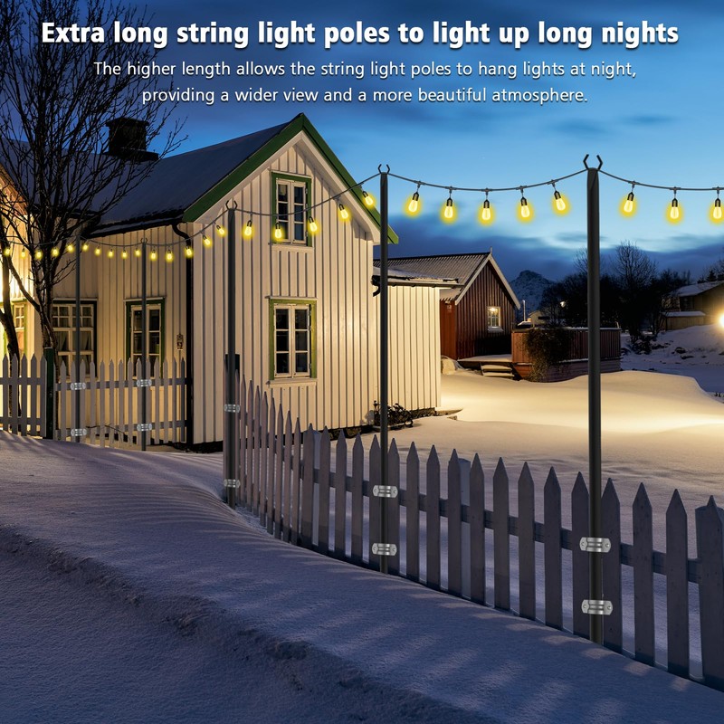 7 Pack String Light Poles,Metal Poles for Hanging Outdoor Light