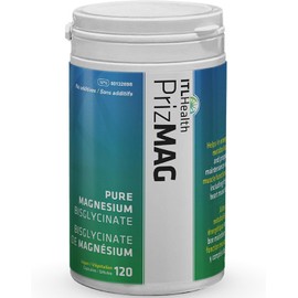 PrizMAG Pure Magnesium Bisglycinate, 380mg of Mag Per Serving | Gentle & High Absorption Magnesium Glycinate Capsules Made in Canada - 120 Capsules
