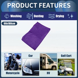INFINAUTO Cleaning Cloths Towel,Car Drying Plush Cloth Absorbent Microfiber Purple,1pcs 420g/㎡ 60x180cm