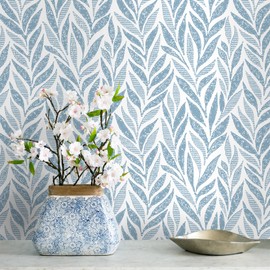 Safiyya 393"x17.3" Blue Peel and Stick Wallpaper Boho Contact Paper Modern Stick on Wallpaper for Bathroom Adhesive Kitchen Wall Paper Vinyl Rolls