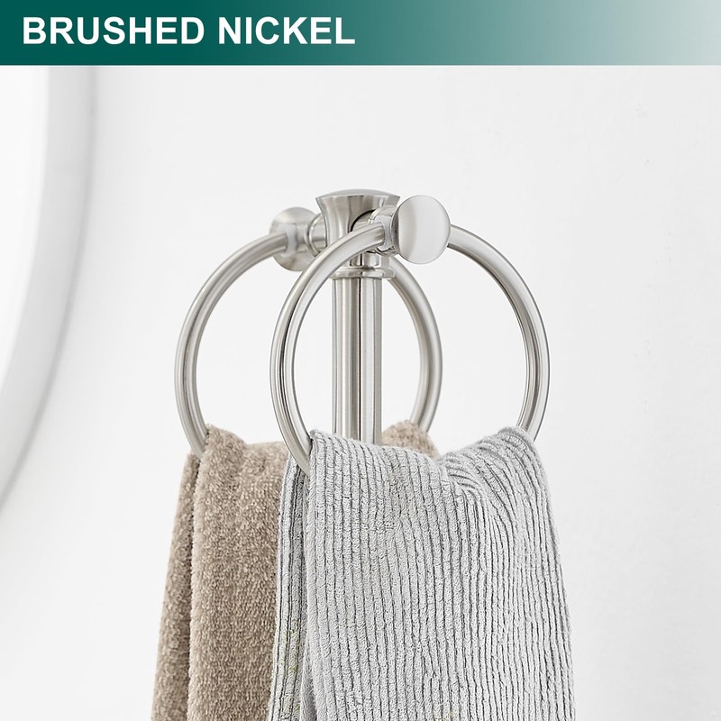 Hoimpro 17" Brushed Nickel Standing Towel Rack Bracket, Double Towel