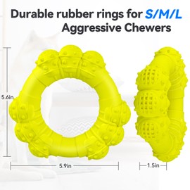 DAOZIJI Indestructible Dog Chew Ring Toys for Aggressive Chewers, Super Chewer Dogs Toy for Medium Large Dogs, Puppy Teething Rings for Relax, Interactive Dog Toy, Heavy Duty Teething Toys