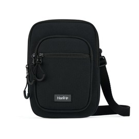 HanTrip Durable Crossbody Bag for Men and Women, Adjustable Shoulder Sling Bag with Multiple Zipper Pockets, Convertible Unisex Daypack (Black)