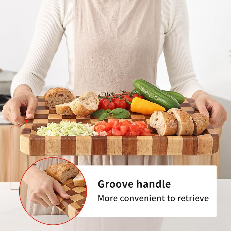 Acacia Wood Cutting Boards for Kitchen-Large Wooden Cutting Boards for