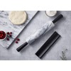 JEmarble Rolling Pin-Plastic Handles(White)(Premium Quality) Polished Surface 18-inch(10"Barrel) Genuine Stone