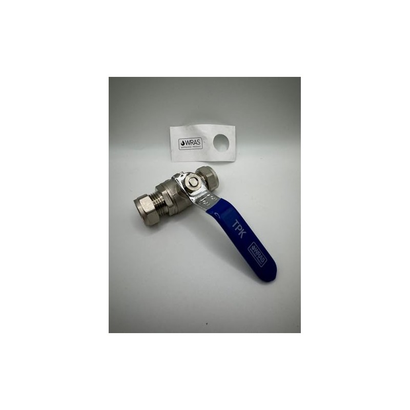 15mm Lever Ball Valve with Blue Handle, WRAS Approved,Compression Ends,