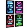 Drsoum Video Gamer Room Decor for Boys Gaming Wall Decor Neon Gaming Room Metal Sign 12 x 8 Inch Set of 4 - Gamer Wall Decor Teenage Boy Room Decor