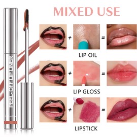 WOPPOE Peel off Lip Liner, Peel off Lip Stain, 8 Colors Lip Stain Peel off Tint Tattoo Color Waterproof Long-Lasting, No Smudging, Non-Stick Cup (#01+02+03)