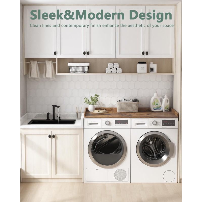 Piskyet Washer Dryer Countertop,Laundry Countertop with Edge Rails,27.5" Depth x
