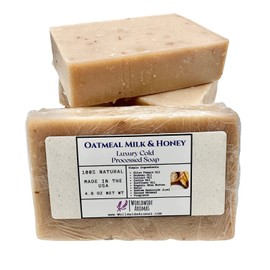 Natural Oatmeal Milk & Honey Soap Bar - Handmade with Organic Shea Butter, Olive Oil, and Fragrance - Cold Process Soap for Moisturizing and Nourishing - Paraben Free Ideal for Body, Hand, and Face
