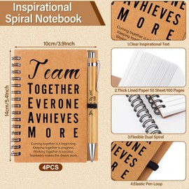 4 Sets Team Appreciation Gifts Bulk for Employees Motivational Team Spiral Notebooks and Ballpoint Pens Inspirational Notepad Team Gifts Kit for Back to School Group Student Teacher Colleague Staff