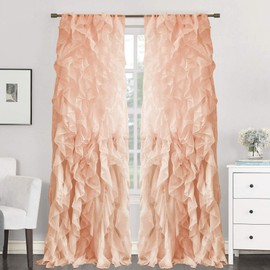 Sweet Home Collection 2 Pack Window Panel Sheer Voile Vertical Ruffled Waterfall Curtains (Pack of 12)