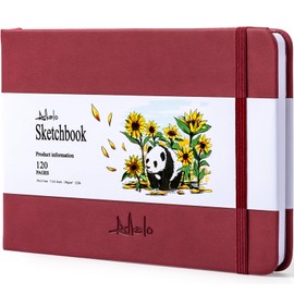 ALKALO Square Sketchbook for Drawing, 120 Pages Sketch Book, 122LB/180GSM Thick Paper Sketchbook, Mixed Media Sketchbook for Charcoal Pencil, Inks Pen, Colored Pencil, Acrylic Marker, Oil Pastel