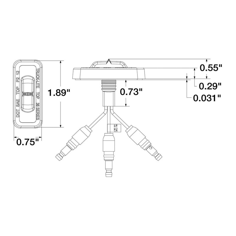 Truck-Lite 36203Y 36 Series Yellow Dual Function Flex-Lite LED Identification