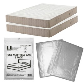 uBoxes Fundas de poliéster para colchón Completo, 54 x 12 x 90 Pulgadas, Paquete de 2, Transparentes (FULLSCOVER02)