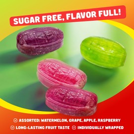 Sugar Free JOLLY RANCHERS Hard Candy – 4 x 3.6 oz Bags, Assorted Flavors (Watermelon, Grape, Apple and Raspberry), Smart Sweets