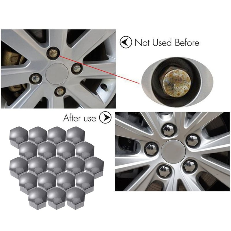 19 mm nut covers, 20 pieces wheel nut caps 19