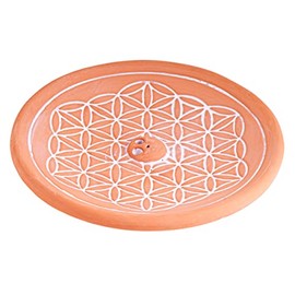 Berk - Inner Worlds Flower of Life Ceramic Incense Holder, Brown