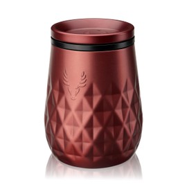 Viski Paragon Stainless Steel Wine Tumbler Cup with Lid, Insulated Wine Glass with Ceramic Coating for Pinot Noir, Chardonnay, Rosé, Wedding Gifts, Outdoor Party, 12 oz, Set of 1, Vintage Rose