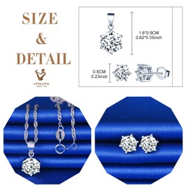 CPSLOVE Necklace Chains and Earrings for Women Girls, 925 Silver Jewellery Sets, Shambhala Crystal Necklace Pendant with 45 cm Chain, Shambhala Crystal Ball Earrings Stud Earrings, Zircon, Silver,