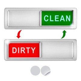 Premium Clean Dirty Dishwasher Magnet, Dirty Clean Sign for Dishwasher Easy to Read and Strong Slide for Changing Signs, Heavy Duty Magnet with Optional Stickers (Red & Green (Silver))