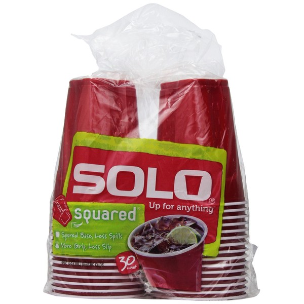 Solo Squared 18 Ounce Plastic Cups, 30 Count (Color May Vary)