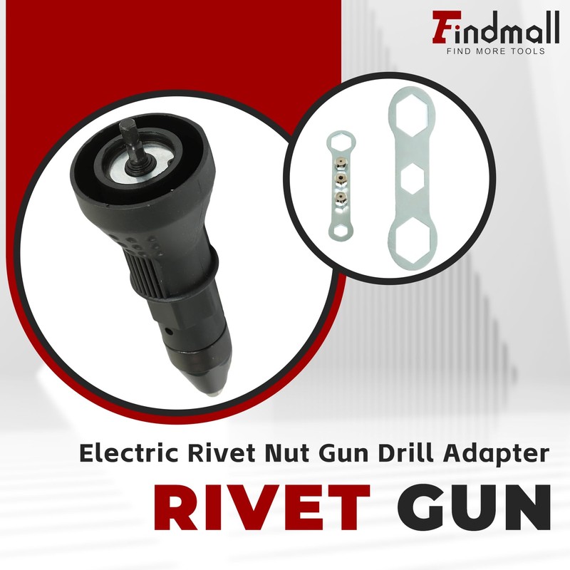 findmall Electric Rivet Nut Gun Drill Adapter Cordless Drill Hand