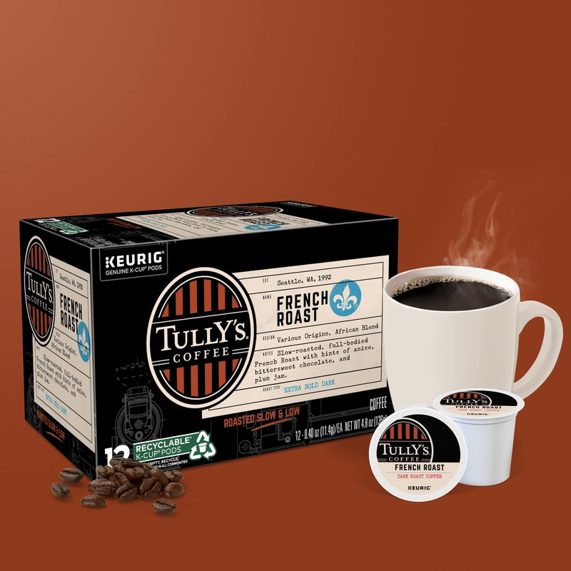 Tully's Coffee French Roast Keurig Single-Serve K-Cup Pods, Dark Roast
