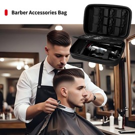 Hard Travel Case for Hair Clippers, Hair Cutting Barber Supplies Holder, Trimmer Organizer Storage Bag for Ufree/Hatteker/Oneisal/Wahl 5Star/Andis Men Razor Guard Grooming Kits (Bag Only) (Black)