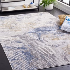 SAFAVIEH Palma Collection Area Rug - 9' x 12', Beige & Light Blue, Modern Abstract Design, Non-Shedding & Easy Care, Ideal for High Traffic Areas in Living Room, Bedroom (PAM350B)