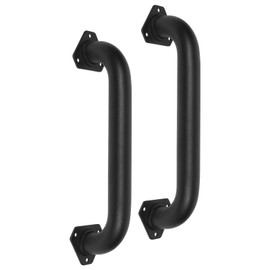 Purife 2 Pack 1FT No-Slip Black Triangle Metal Stairway Hand Railing Indoor - 12 Inch Steel Pipe Grab Bar for Stairs, Outdoor Steps Railing Deck Rails, Wall Mount Safety Handles, Gate Pulls Handle