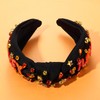 NVENF Thanksgiving Turkey Beaded Pearl Rhinestone Knotted Headband - Autumn