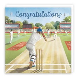 Hunts England - Cricket Fun Congratulations Card For Him - Milo's Gallery - Sport Congratulations Card - For Cricket Fans, Men - Well Done Card For Exams, Promotion, Driving Test, Graduation, etc.