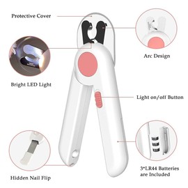 FIFIPETS 3 in 1 Pets Grooming Set, Nail Clippers with Nail File & LED Light, Self Cleaning Shedding Massage Comb, Massage Bath Brush and TPU Bag, for Medium and Small Dogs Cats (Pink Pack)