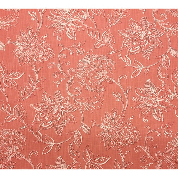 RICHLOOM BENSON CORAL RED WHITE FLORAL LINEN LIKE MULTIUSE FABRIC