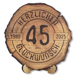 DARO Design - Wooden Disc - 45 Years - Size 20 cm - Gift for Anniversary, 45th Birthday, Anniversary - Congratulations 2025