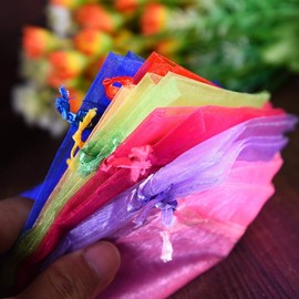 100pcs Mixed Color Wedding Favor Bags 2.7x3.5 inches Organza Bag with Drawstring, Mesh Jewlery Candy Gift Bag Pouch for Party, Baby Shower，Jewelry, Festival, Bathroom Soaps, Makeup Organza Favor Bag