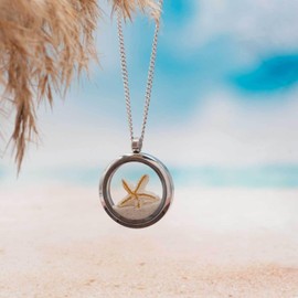 Vintageparts Stainless Steel Glass Locket with Screw Cap for Filling in Platinum Colour 30 mm 1 Piece for Jewellery Making