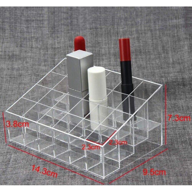 TIKA 24 Slot Clear Acrylic Lipstick Holder - Cosmetic Organizer