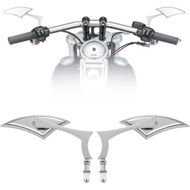 KEMIMOTO Spear Blade Mirrors Motorcycle Rear View Mirrors 1 Pair for Touring Street Glide Electra Glide Sportster Softail Dyna (Chrome)
